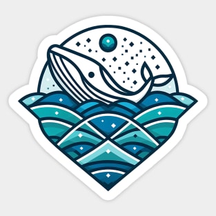 geometric ocean whale Sticker